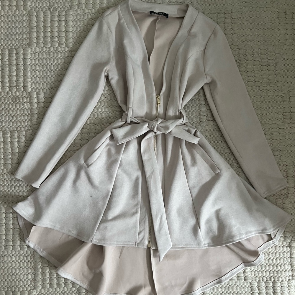 AKIRA Cream Fit and Flare Long Sleeve Dress